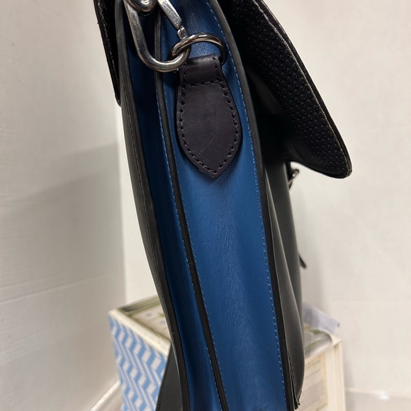 TED BAKER LONDON Leather Color Block Satchel with Webbing Strap - Picture 10 of 16